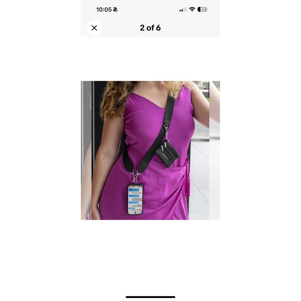SAVE THE GIRLS BLACK RFID POUCH CROSS BODY CLIP & GO CELL PHONE CROSSBODY STRAP